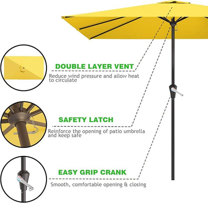 8' x 10' Rectangular Patio Umbrellas for Outdoor, Outdoor Table Umbrella, Large Outdoor Patio Umbrellas with 8 Sturdy Ribs for Market, Garden, Pool (Yellow)