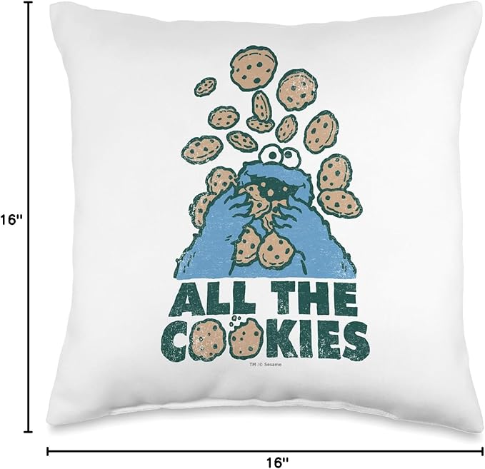 Sesame Street Monster All The Cookies Throw Pillow, 16x16, Multicolor