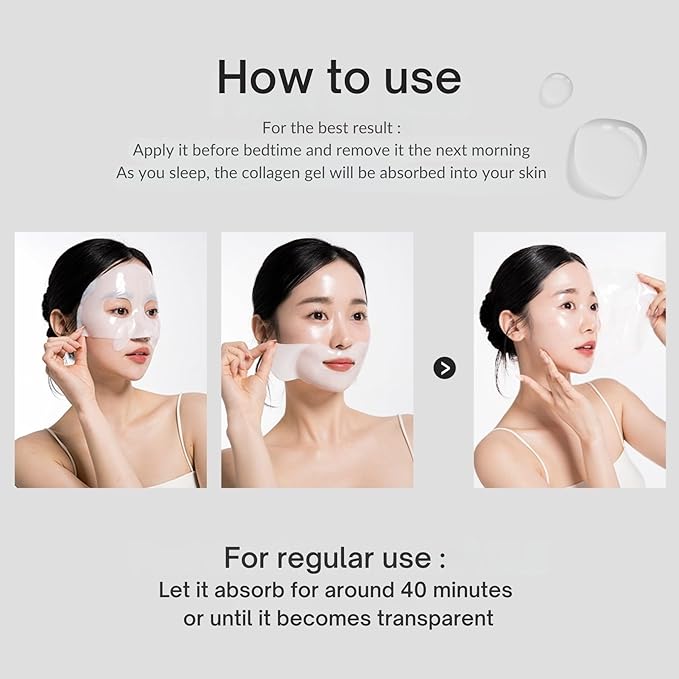 OHMYPURE Vegan Mucin Lifting Hydrogel Collagen Face Mask 4+1 ea Ultimate Hydration, Improves Skin Texture, Affordable Luxury, Glowing Skin, Reduces Fine Lines & Wrinkles, Made in Korea (5, Vegan)