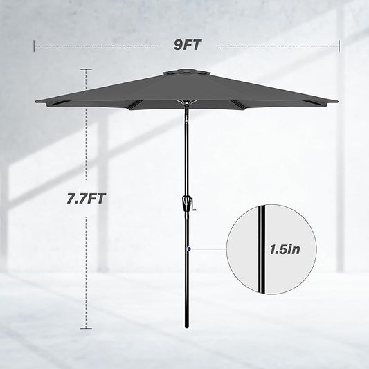 Simple Deluxe 9' Patio Umbrella Outdoor Table Market Yard Umbrella with Push Button Tilt/Crank