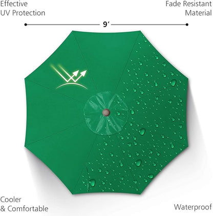 7.5Ft/9Ft Patio Umbrella, UV Protect Pool Umbrella with Heavy Duty Pole,Outdoor Umbrella with Push Botton Tilt & Crank