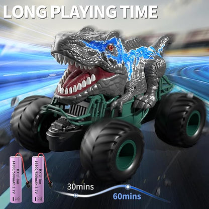 Bennol 2.4GHz Dinosaur Remote Control Car Toys for Kids Boys 4-7 5-7 8-12, RC Dinosaur Car Toys with Light, Sound, Spray, Indoor Outdoor Toys Gifts for 3 4 5 6 Year Old Boys, RC Car Toys for Boys