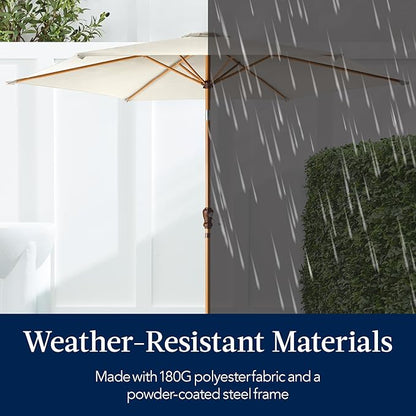 Best Choice Products 10ft Market Umbrella, Outdoor Sun Shade for Backyard, Deck, Poolside, Table w/Woodgrain Pattern, Easy Tilt & Crank - Ivory