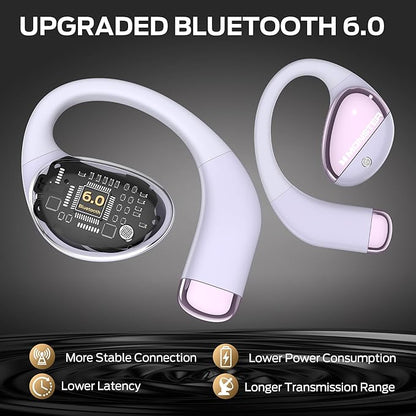 Monster Open Ear AC520 Headphones, Bluetooth 6.0 Wireless Earbuds with HiFi Sound, Open Ear Earbuds with 24H Playtime, Unique Handbag Design, ENC Clear Call, IPX6 Resistance（Purple）