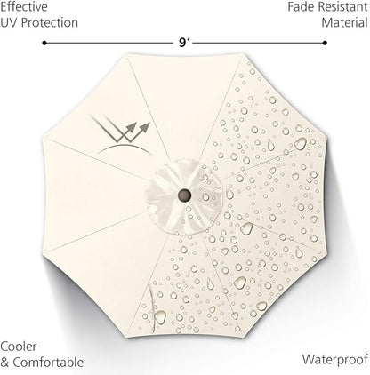 7.5Ft/9Ft Patio Umbrella, UV Protect Pool Umbrella with Heavy Duty Pole,Outdoor Umbrella with Push Botton Tilt & Crank
