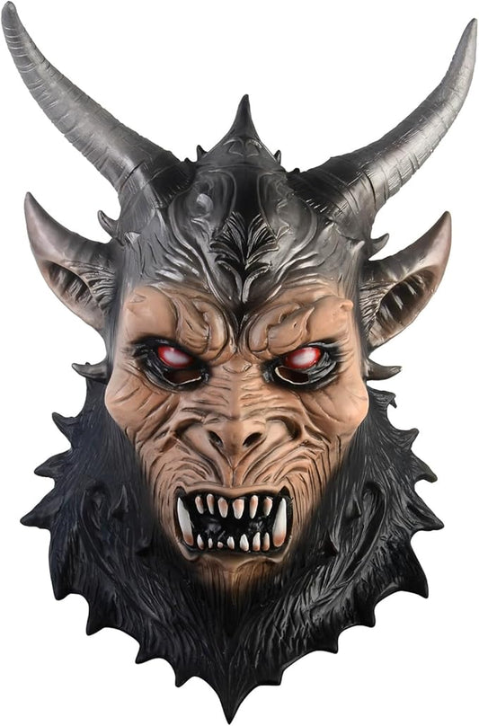 Voyiparty Demon Halloween Scary Latex Mask - Horror Black Devil Skull for Cosplay Costume Props - Adult