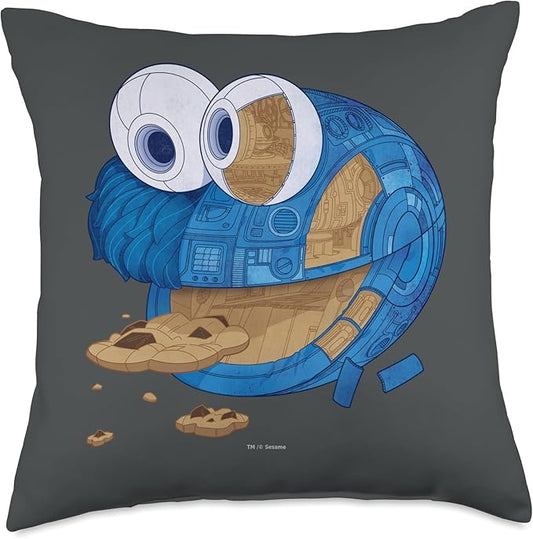 Sesame Street Cookie Monster Tech Head Throw Pillow, 18x18, Multicolor