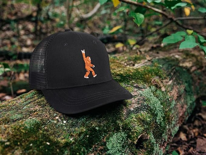 Mesh Bigfoot Hat Leather Cap for Men- Great Snapback Closure Sasquatch Hat for Hunting & Hiking