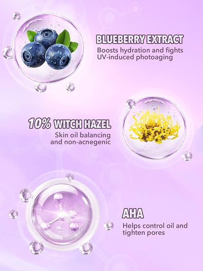 SHEGLAM Good Grip Hydrating Primer Oil Control Moisturizing Primer Gel Smooth Fine Lines Oil And Silicone-Free Face -Blueberry + Aha-Purple