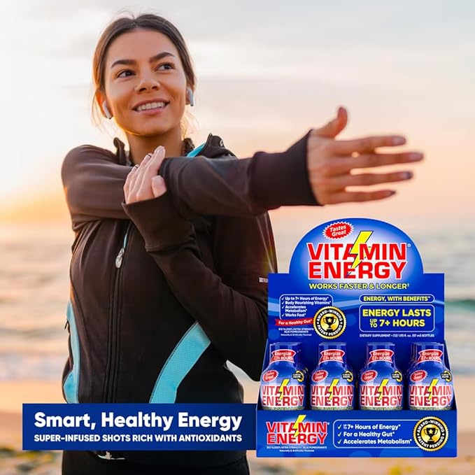 Vitamin Energy B12 Energy Shots | Natural Healthy Energy & Focus Drink | Sugar-Free Carb-Free Supplement | Vitamins B6, B12 | Energize up to 7+ Hours | Acai Pomegranate - 1.93 fl oz - Pack Of 48