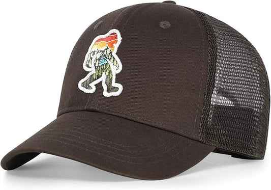 Mesh Bigfoot Hat Leather Cap for Men- Great Snapback Closure Sasquatch Hat for Hunting & Hiking