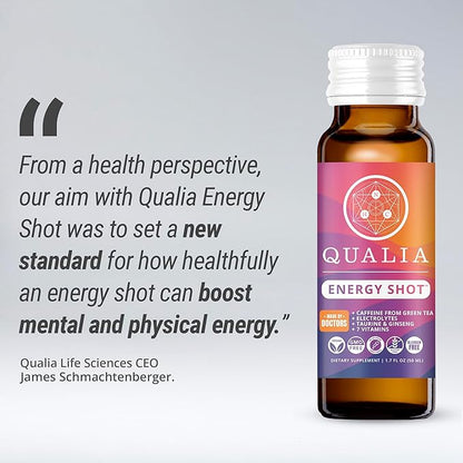 Qualia Energy Shot: Naturopathic Doctor-Formulated w/Ginseng, Lutein, Taurine, B. Vitamin Complex, Magnesium | Combats Brain Fog, Enhances Focus, Productivity | Zero Artificial Ingredients | 10 Shots