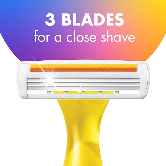 BIC Soleil Smooth Colors Women's Disposable Razors With Aloe Vera and Vitamin E Lubricating Strip for Enhanced Glide, With 3 Blades, 8 Count