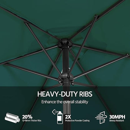 Yaheetech Patio Umbrella, 10FT Outdoor Table Umbrella Market Umbrella with Push Button Tilt and Crank & Sturdy Ribs, Yard Umbrella for Garden, Deck, Backyard, Pool, Dark Green