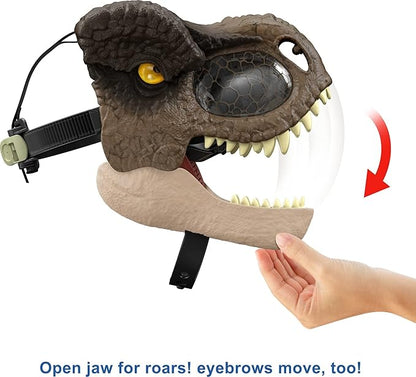 Mattel Jurassic World Dominion Chomp N Roar Tyrannosaurus Rex Dinosaur Mask with Motion & Sounds, T Rex Role-Play Toy
