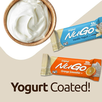 NuGo Original Variety, Vanilla Yogurt 15 bars & Orange Smoothie 15 bars, 11g Protein, Gluten Free, 30 Count