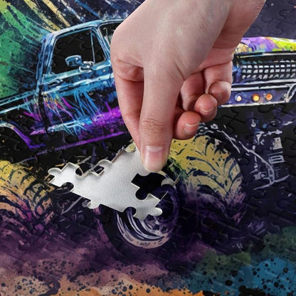 Jigsaw Puzzle 500 Pieces (Cool Monster Truck), Car Theme Zigsaw with Storage Bag and Reference Picture Easy to Solve