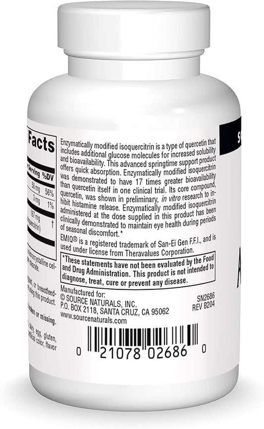 Source Naturals AllerStrength Fast-Acting Seasonal Immune Support - Highly Bioavailable Quercetin* - 60 Tablets