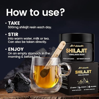 Pure Himalayan Shilajit Resin - Pure Shilajit for Men and Women, Organic Shilajit Supplement with 85+ Minerals & Fulvic Acid, High Potency Energy & Immune Support, Lab Tested 60 Grams