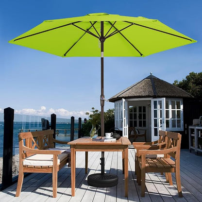 JEAREY 7.5FT Patio Umbrella Market Table Umbrella with 6 Sturdy Ribs, Push Button Tilt/Crank Outdoor Umbrella for Garden, Deck, Backyard, Pool and Beach,Apple Green