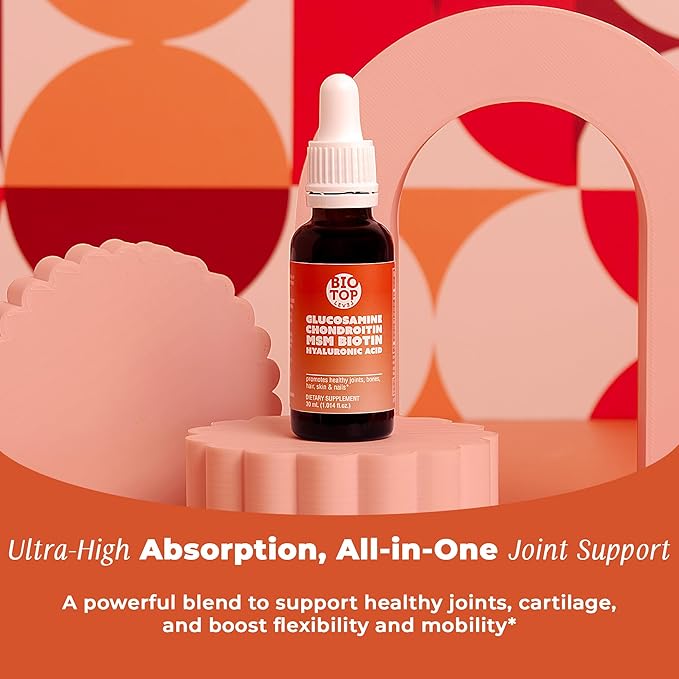 Liquid Glucosamine, Chondroitin, MSM, Biotin, Hyaluronic Acid, All in One Formula for Good Health of Joints, Bones, Hair, Skin & Nails