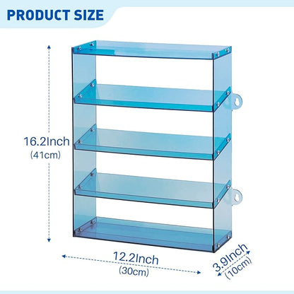Assembly Monster Trucks Display Case - 5 Tier Acrylic Storage Case with Tilted Design, Organizer for 20 Toy Trucks (Blue)
