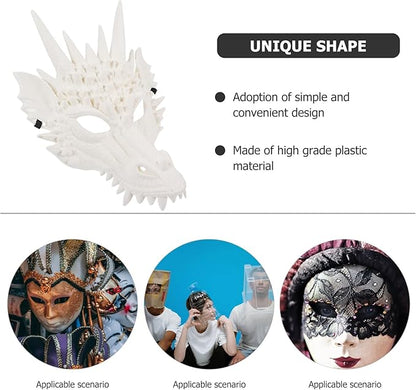 LUOZZY 3pcs Dragon Cosplay Skull Mask - White Dragon Animal Mask for Halloween Masquerade