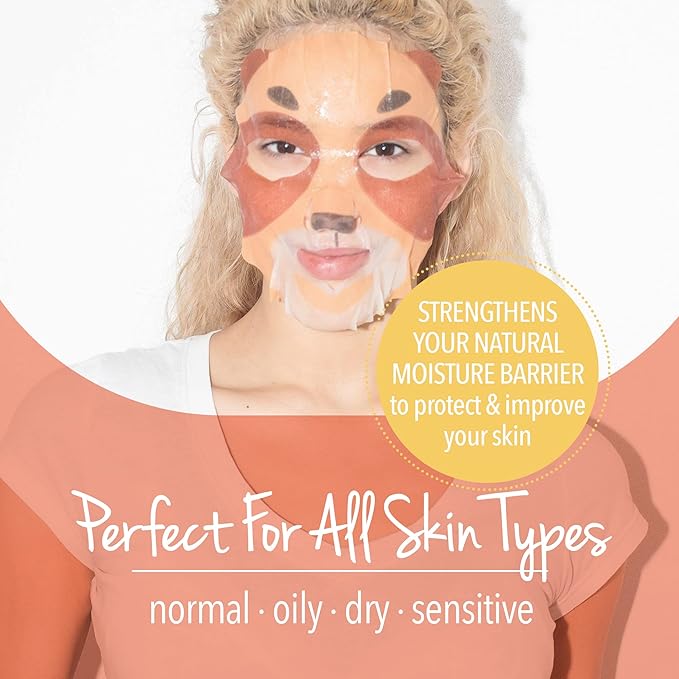 masque BAR Pretty Animalz Facial Sheet Masks, Fun & Unique Skincare Face Mask with Animal Character Prints, Hydrating & Soothing Korean Facial Mask, Nourishing & Exfoliating Skin Care, Pack of 9