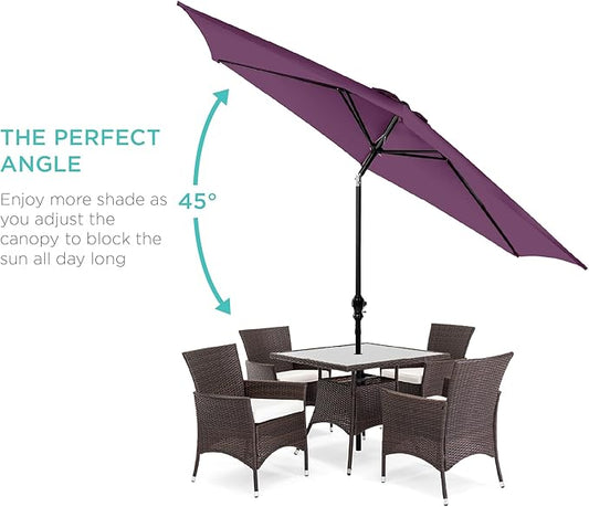 Best Choice Products 10ft Outdoor Steel Polyester Market Patio Umbrella w/Crank, Easy Push Button, Tilt, Table Compatible - Amethyst Purple