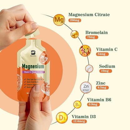 Magnesium Citrate Liquid Supplement, with Bromelain, Vitamin C, D3, B6, Zinc, High Absorption Magnesium Citrate Oral Solution, Magnesium for Constipation, Zzz & Energy, Pineapple, 10 Fl Oz