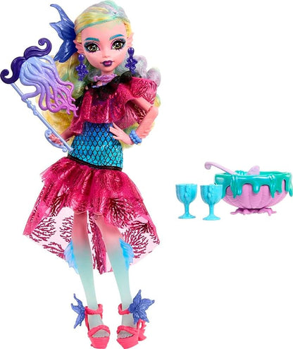 Monster High Monster Ball Doll, Lagoona Blue in Party Dress with Themed Accessories Including Balloons & Punch Bowl