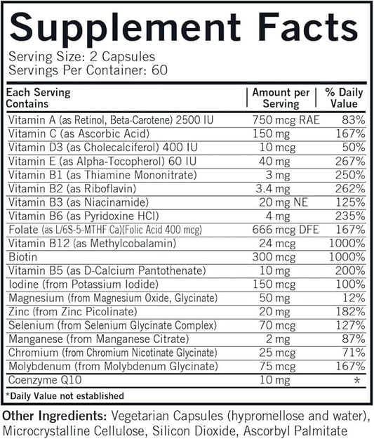 Kirkman - Children's Multivitamin & Mineral - 120 Capsules - with 5-MTHF - Potent Broad Spectrum Vitamin/Mineral Supplement - Hypoallergenic