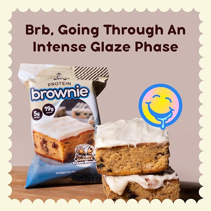Prime Bites Protein Brownie from Alpha Prime Supplements | High Protein, Collagen Fortified Low Sugar Treat | Delicious Snack | 12 Bars per Box (Chocolate Cookie Monster)