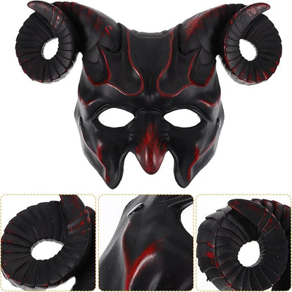 Gadpiparty Devil Goat Skull Mask Ox Ram Horns Monster Animal Half Face Halloween Masquerade Mask Cosplay Props for Adults