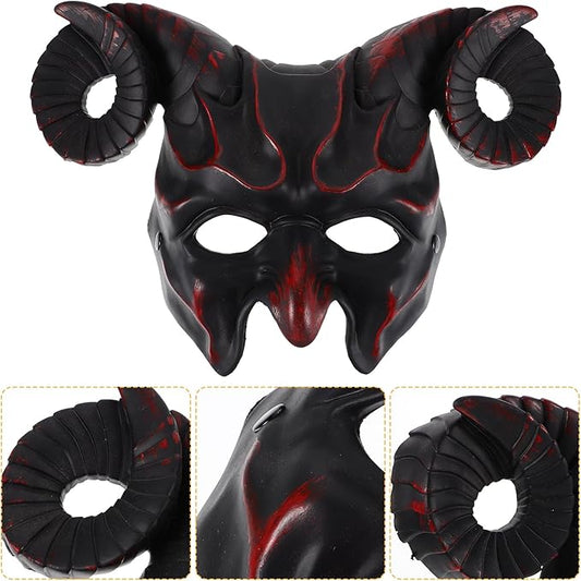 Gadpiparty Devil Goat Skull Mask Ox Ram Horns Monster Animal Half Face Halloween Masquerade Mask Cosplay Props for Adults