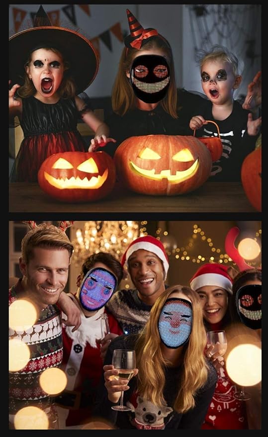 Depointer Life Led Mask with Bluetooth-compatible App Controlled, Customizable Shining Mask, unisex-adult