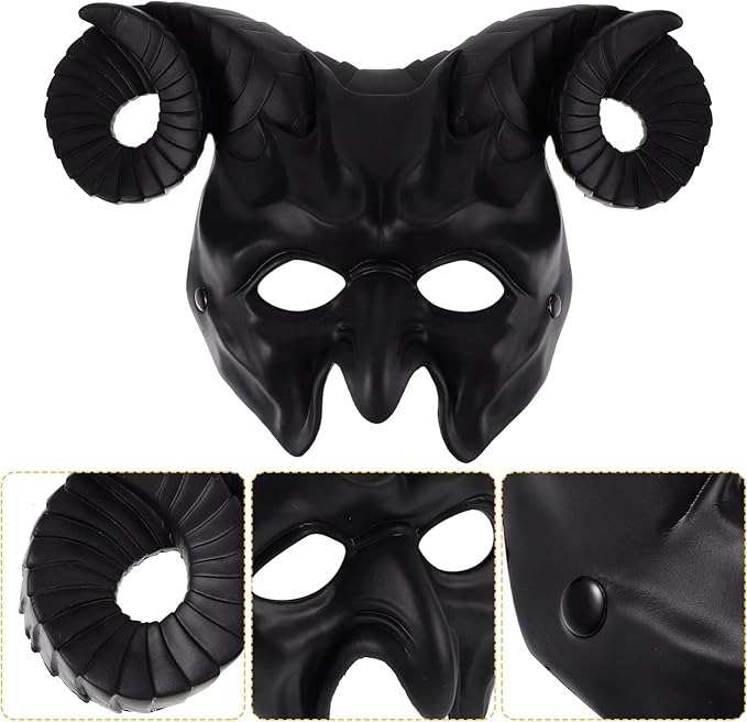 Ox Horn Mask Horns Masquerade Mask Animal Half Face Mask for Festival Party Halloween Costume Cosplay