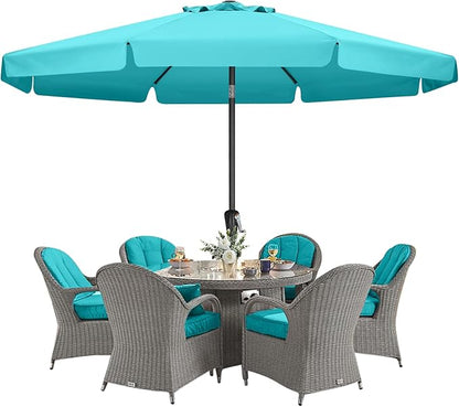 MASTERCANOPY Valance Patio Umbrella for Outdoor Table Market -8 Ribs (11ft,Turquoise)