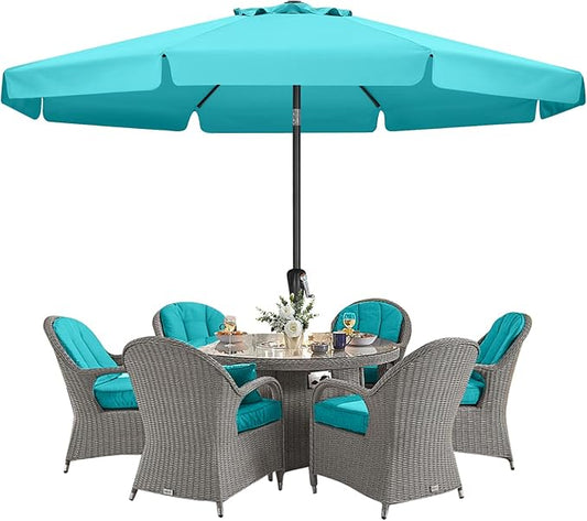 MASTERCANOPY Valance Patio Umbrella for Outdoor Table Market -8 Ribs (11ft,Turquoise)