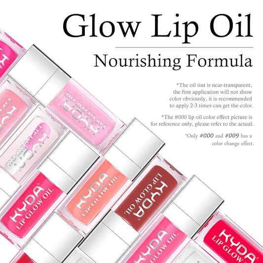 KYDA Hydrating Lip Glow Oil, Moisturizing Lip Oil, Glossy Transparent Plumping Lip Gloss, Tinted Lip Oil for Lip Care and Dry Lips-Black Candy