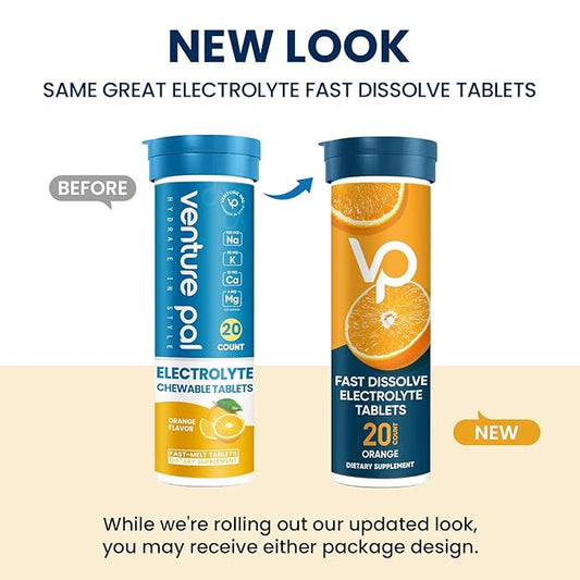 Venture Pal Chewable Electrolyte Tablets, Fast-Dissolve Sugar-Free Stick Salt Tablets - Variety Pack for Rapid Hydration, Outdoor Running, Hiking, Sports | Keto & Vegan Friendly | 80 Count (4 Pack)