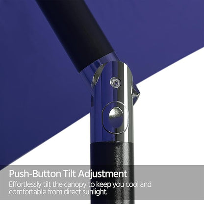 Yaheetech 7.5FT Patio Umbrella Outdoor Table Umbrella Canopy Market Umbrella with Push Button Tilt & Crank for Garden/Lawn/Deck/Backyard/Pool, 6 Ribs, Navy Blue