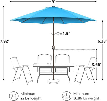 7.5Ft/9Ft Patio Umbrella, UV Protect Pool Umbrella with Heavy Duty Pole,Outdoor Umbrella with Push Botton Tilt & Crank
