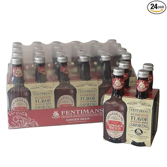 Fentimans Sparkling Ginger Beer - Ginger Beer Non Alcoholic, Ginger Ale with Natural Ginger Root, Craft Soda, No Artificial Flavors or Preservatives, Botanically Brewed - 275 ml Bottles (Pack of 24)