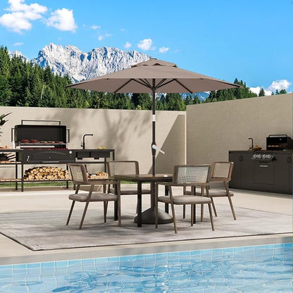 7.5FT Patio Umbrella Table Market Umbrella w/Tilt and Crank Heavy-Duty Round Outdoor Umbrellas for Garden, Deck, Backyard, Pool and Beach, Khaki