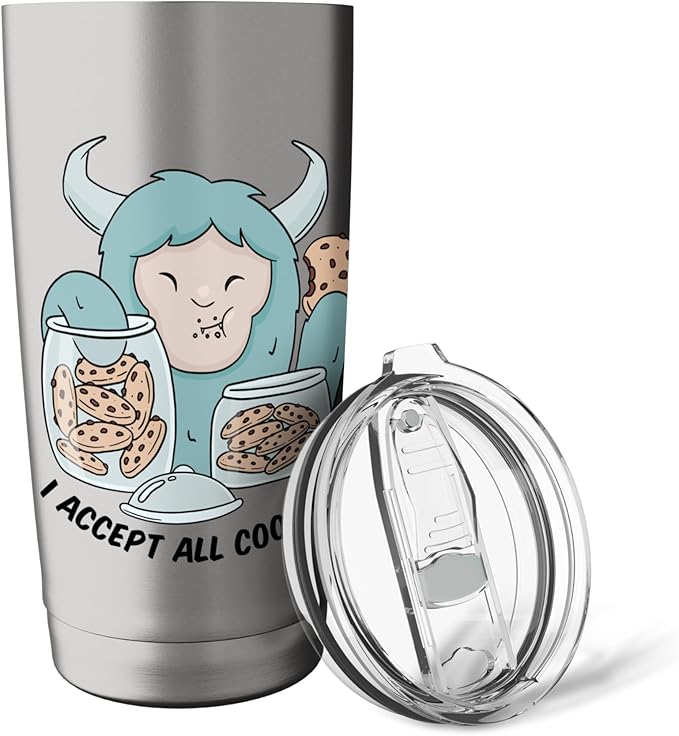 Cute Monster Cookie Lover Delight Stainless Steel Insulated Tumbler