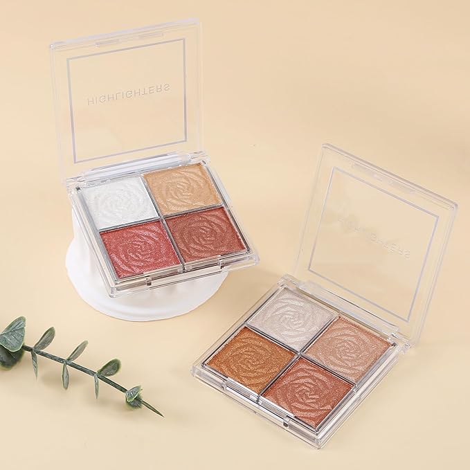 Boobeen Blush and Highlighter Palette- 4-color Metallic Shimmer