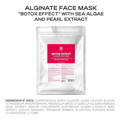 Name Skin Care Alginate Powder Face Mask with Chlorella Seaweed and Pearl Extract - 2.2lb, 40 Applications - Peel Off Korean Beauty Natural Fascial Skincare - Hydrating Moisturizing Peeling Spa Kit