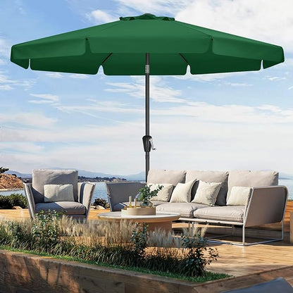 MASTERCANOPY Valance Patio Umbrella for Outdoor Table Market -8 Ribs (11ft,Forest Green)