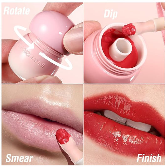 LANGMANNI Pudding Glow Lip Balm | Velvet-Smooth Lip Gloss for Nourished, Glowing Lips | Hydrating, Non-Sticky Glossy Tinted Lip Balm Makeup 0.28 Oz (#5, 1)